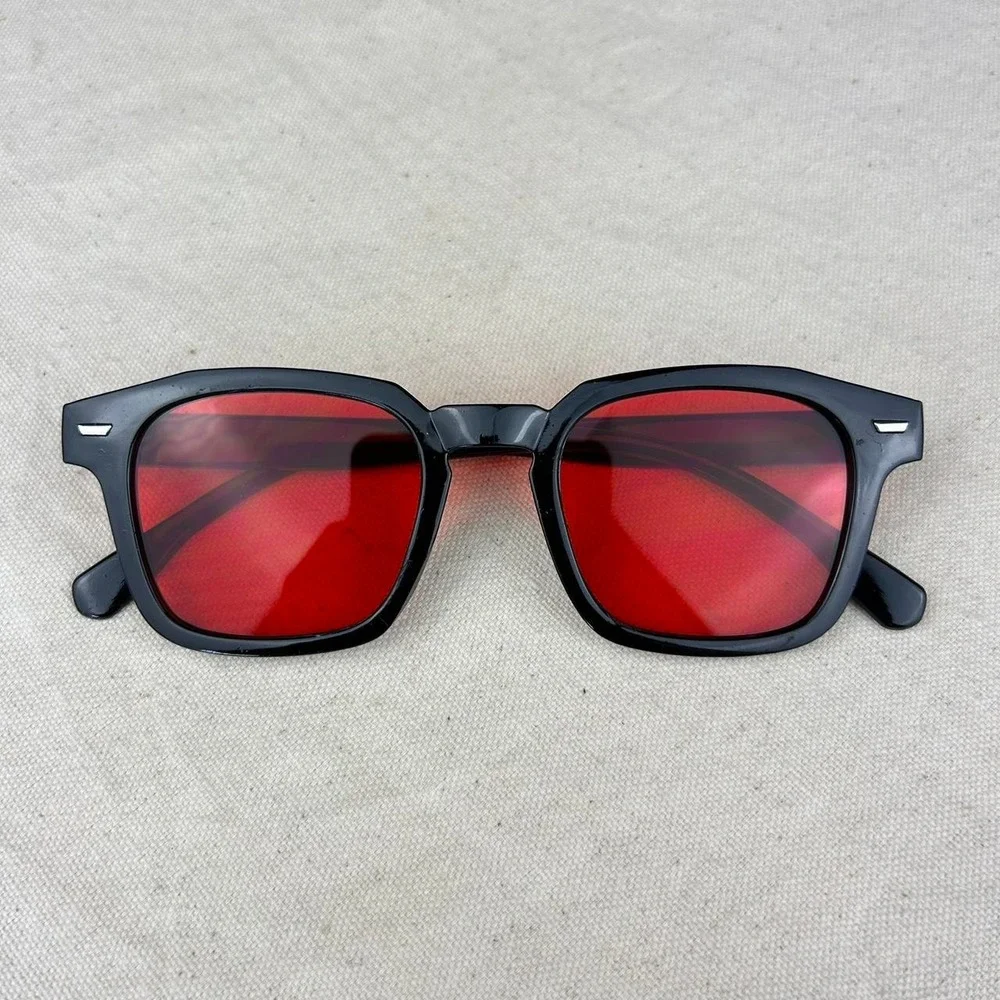 Vintage unique retro style black rounded square sunglasses cyber grunge techno